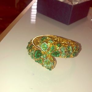 Blue-green and gold statement bracelet